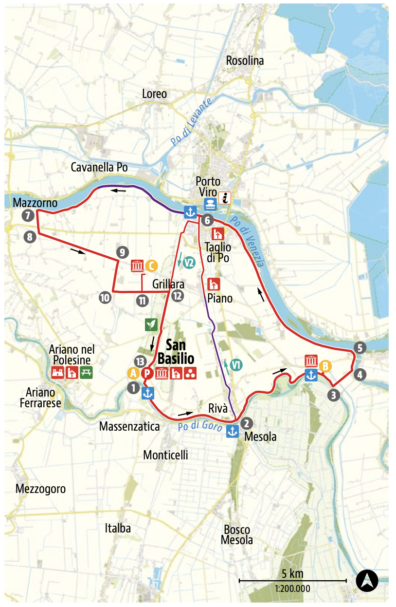 Mappa La Sinistra Po da Melara ad Occhiobello